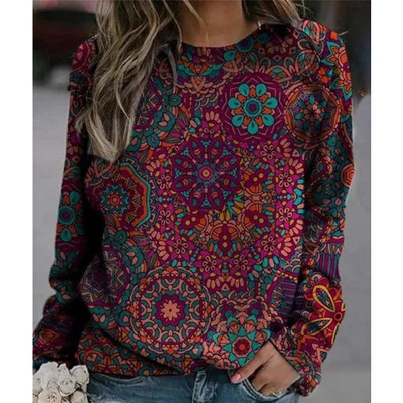 Printed Long-sleeved Crew-neck Sweatshirt