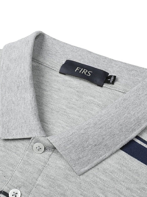 Men's Striped Long Sleeve Lapel Commuting Polo Shirt