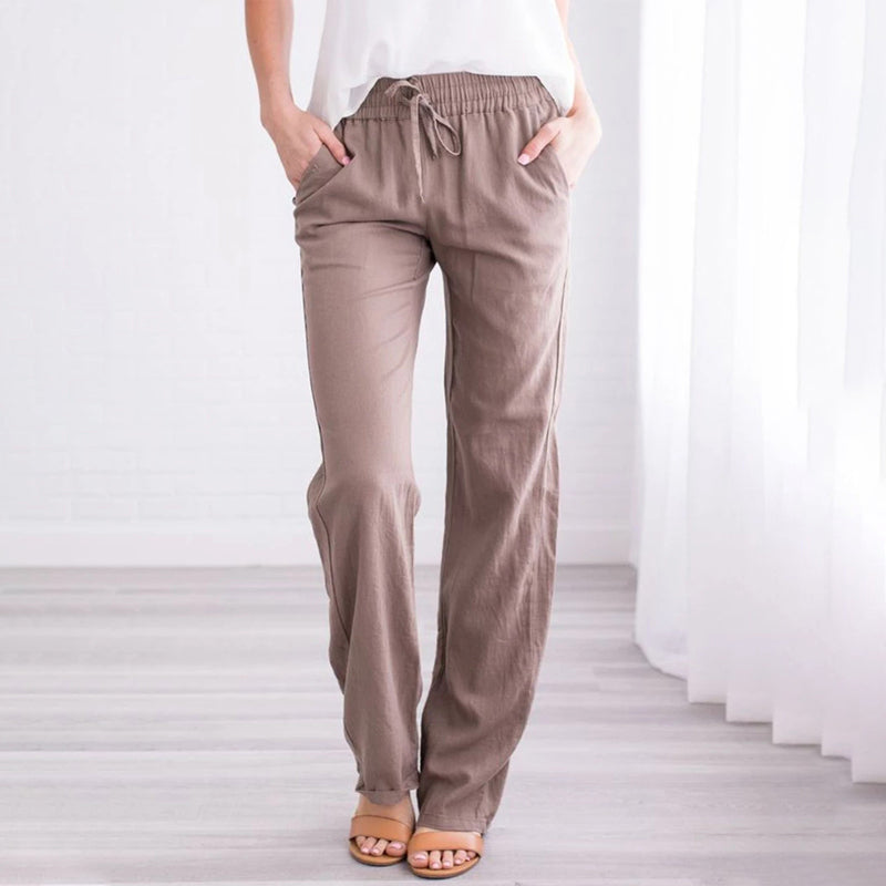 Solid Color Lace-Up Pants