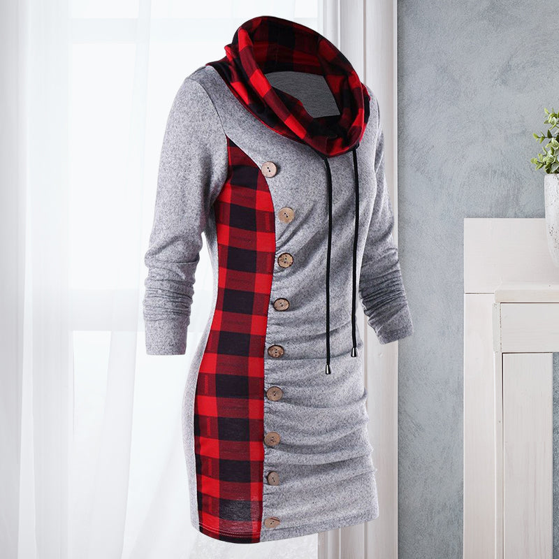 Check Button Sweater Dress