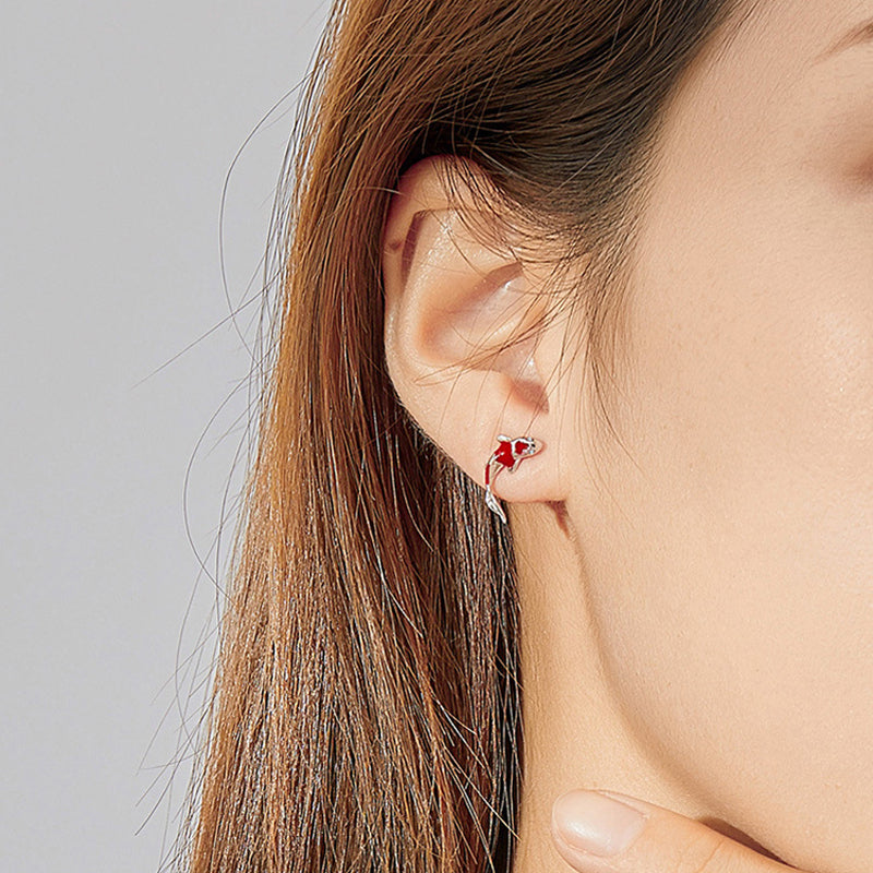 Red Koi 925 Sterling Silver Earrings