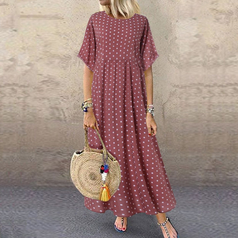 Half Sleeve Polka Dot Dress