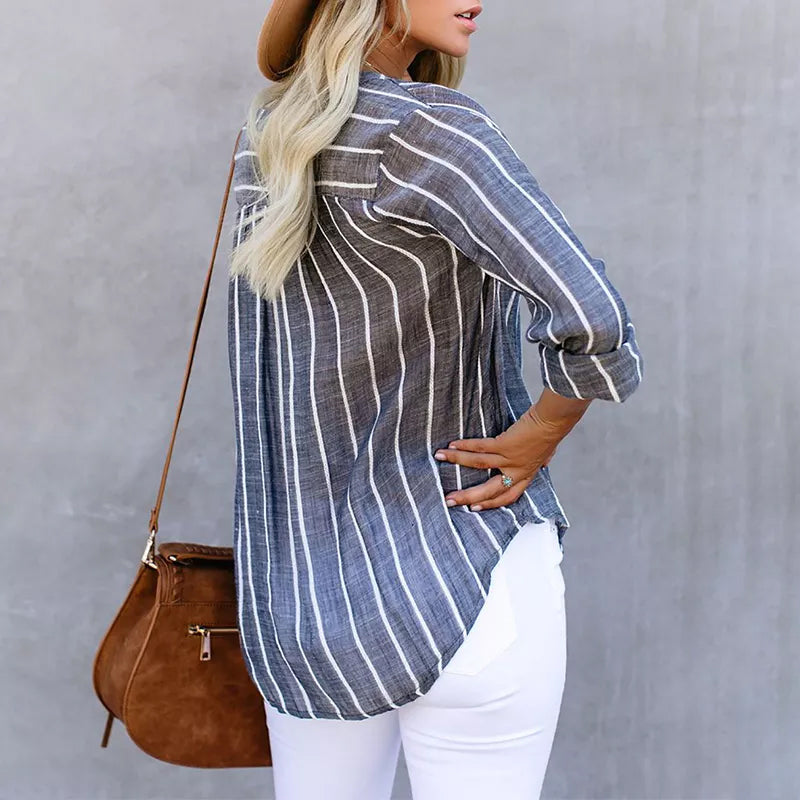 Simple Fashion Print Striped Shirt