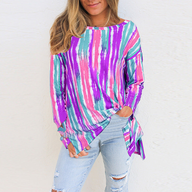 Loose Striped Long-sleeved T-shirt