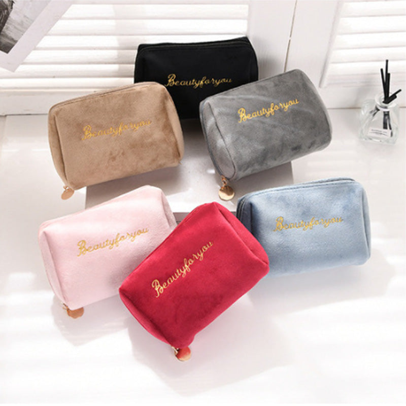 Flannel Embroidered Clutch Bag Cosmetic Bag