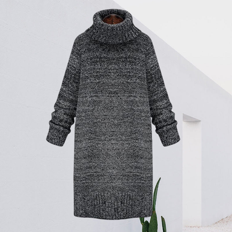 Turtleneck Mid-Length Knit Dress