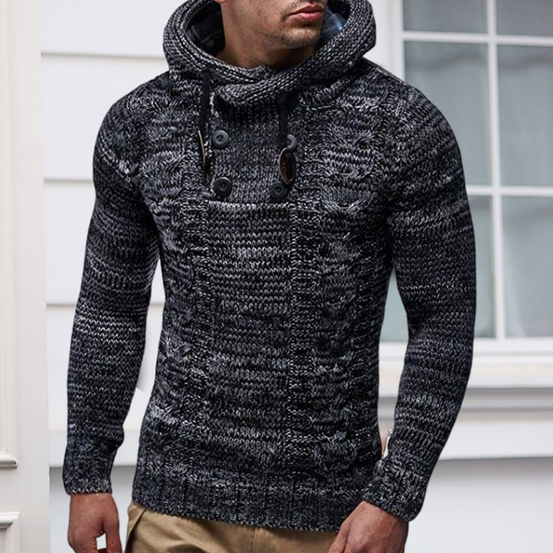 Slim Turtleneck Hooded Thick Sweater