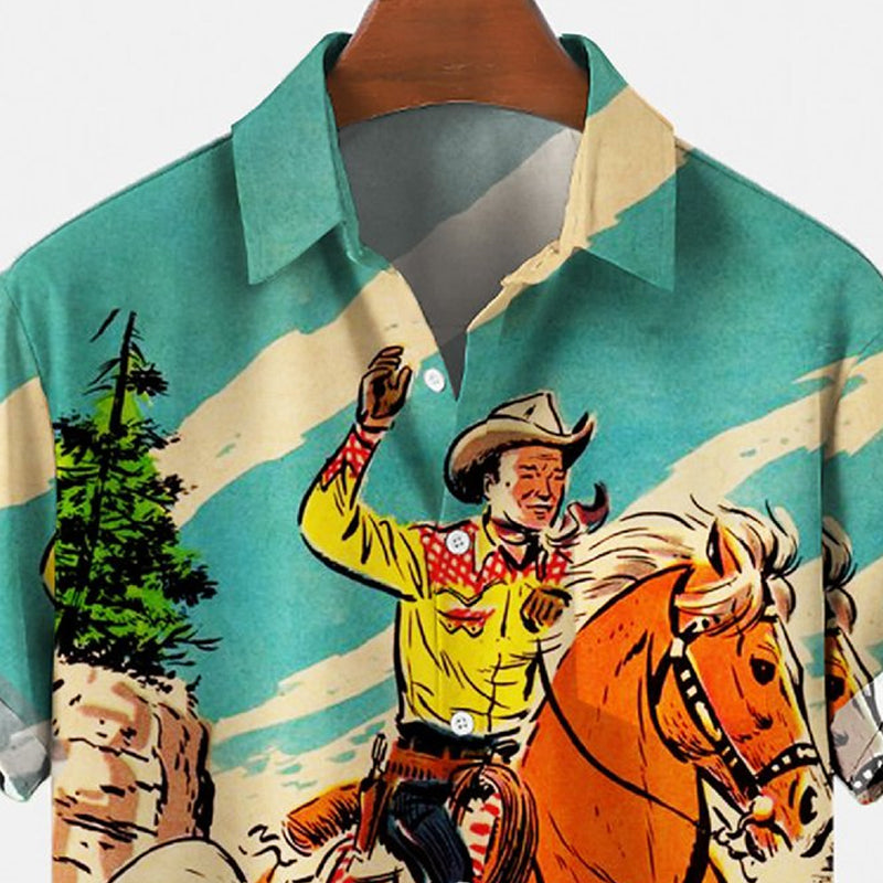 Men's Retro Print Shirt