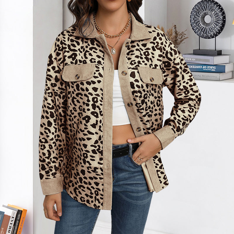 Corduroy Leopard Print Jacket