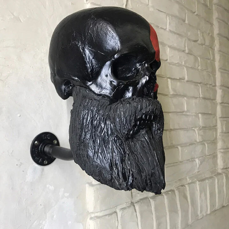 Motorcycle Helmet Skull With Beard-Helmet Rack