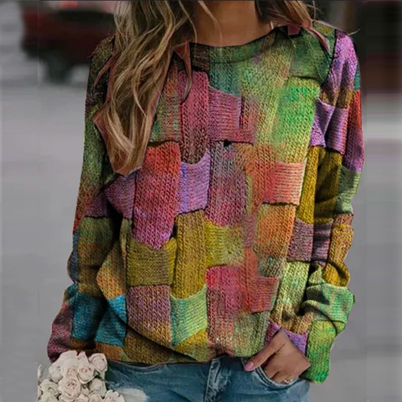 Printed Loose Hooded Sweatshirt