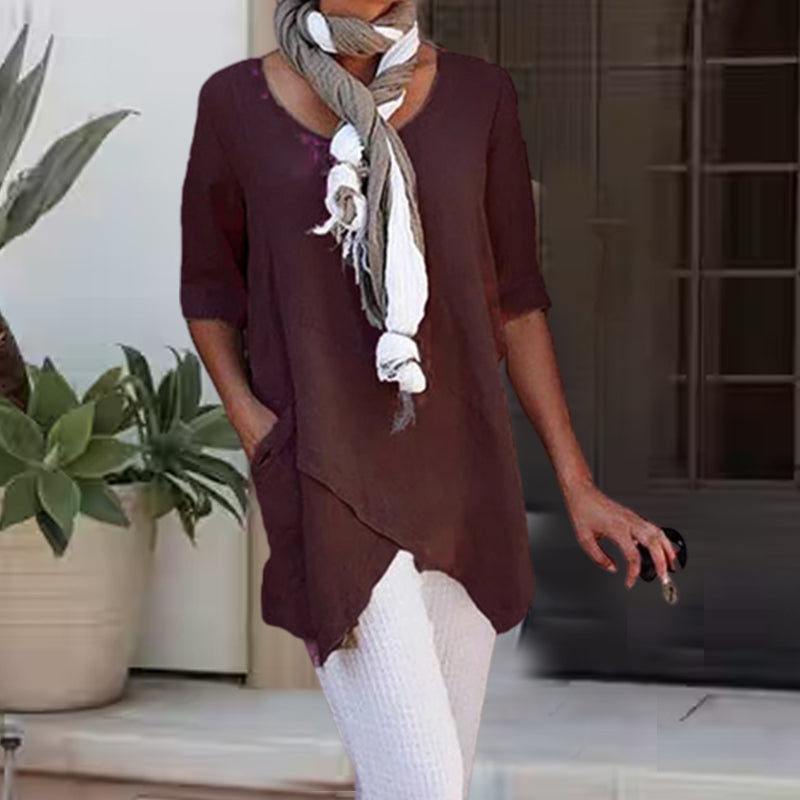 Casual Solid Color Top For Women