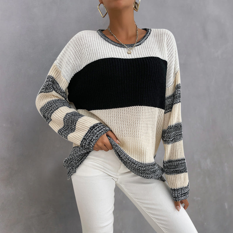 Crew Neck Contrast Sweater