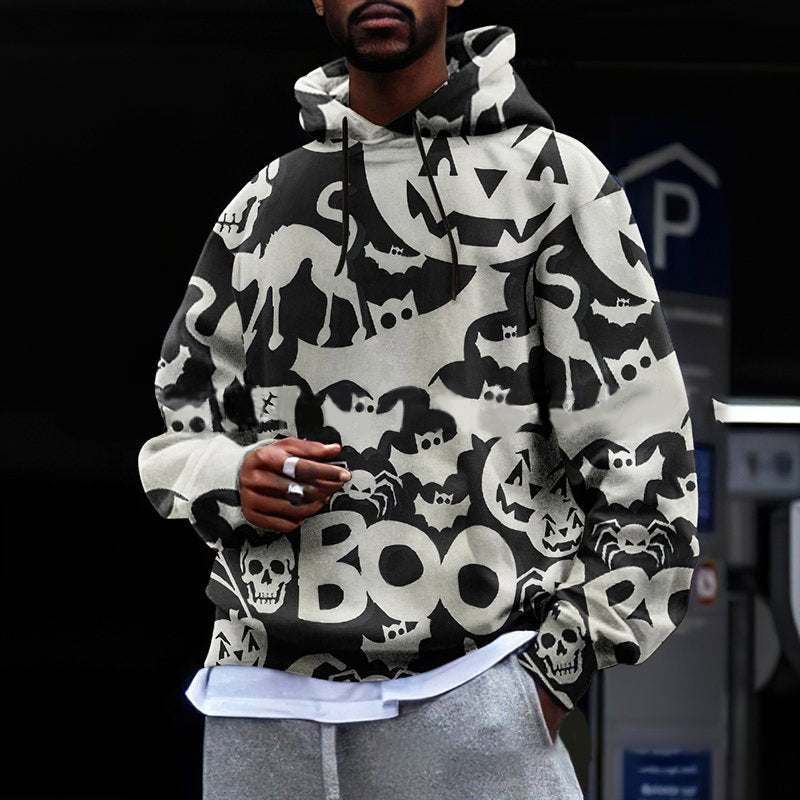 Round Neck Botanical Print Hoodie Sweatshirt