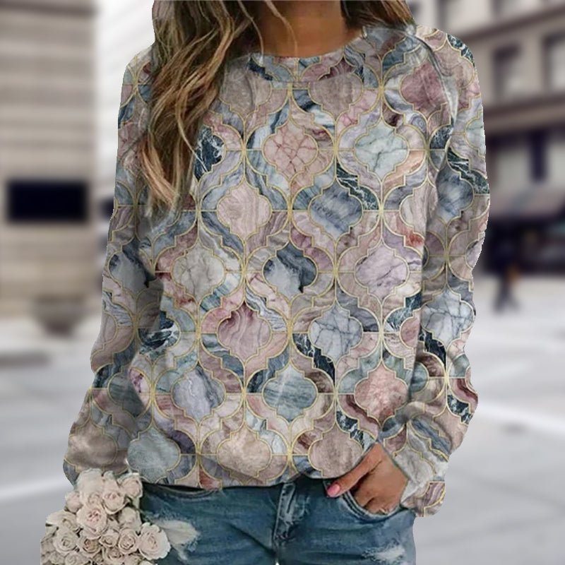 Geometric Print Long Sleeve Sweatshirt