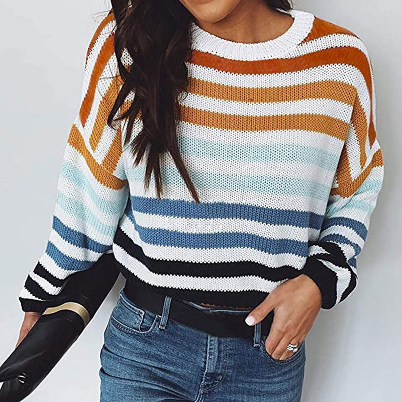 Striped Colorblock Pullover Sweater