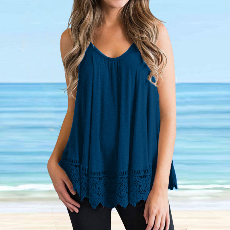 Solid Lace Tank Top T-Shirt