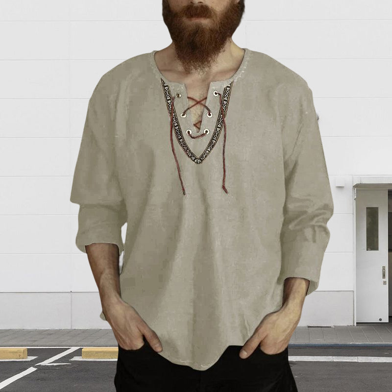 Drawstring V-Neck Shirt
