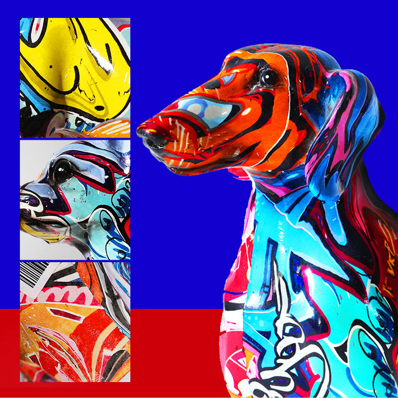 Nordic Painted Dachshund Statue