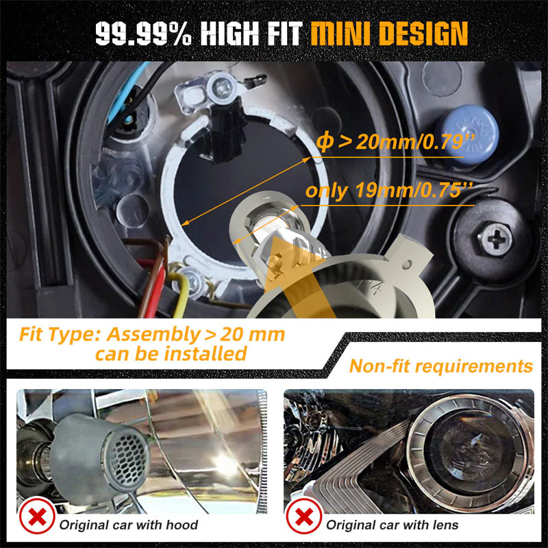 Mini Projector LHD Mode Led Headlight Bulbs(2 pcs)