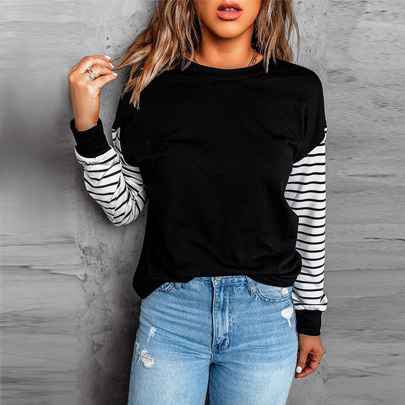 Solid Color Round Neck Long Sleeve T-Shirt