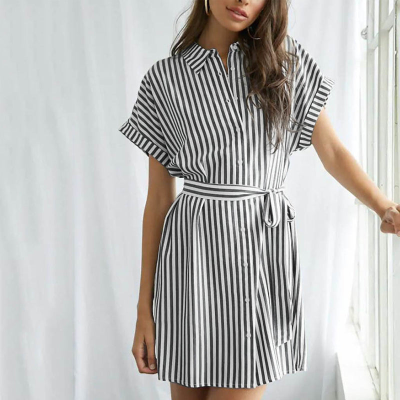 Women's Summer Striped Short Sleeve T Shirt Dress