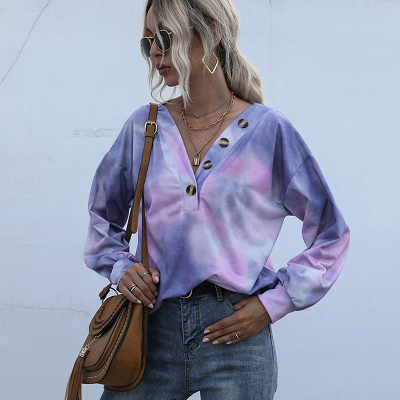 V-neck Tie-dye Sweatshirt