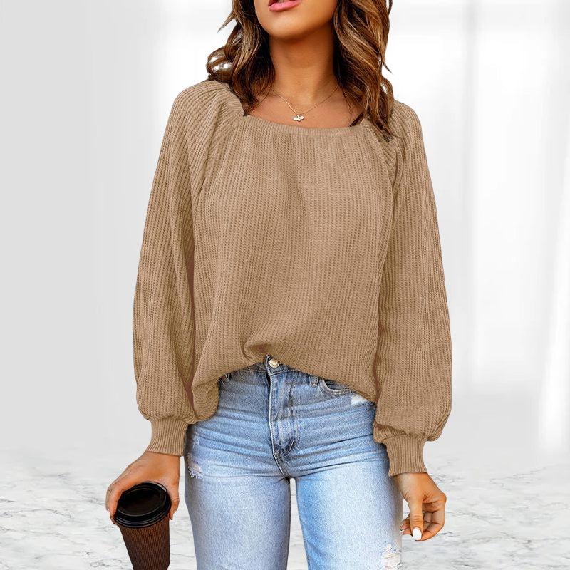 Square Neck Puff Sleeve Sweater