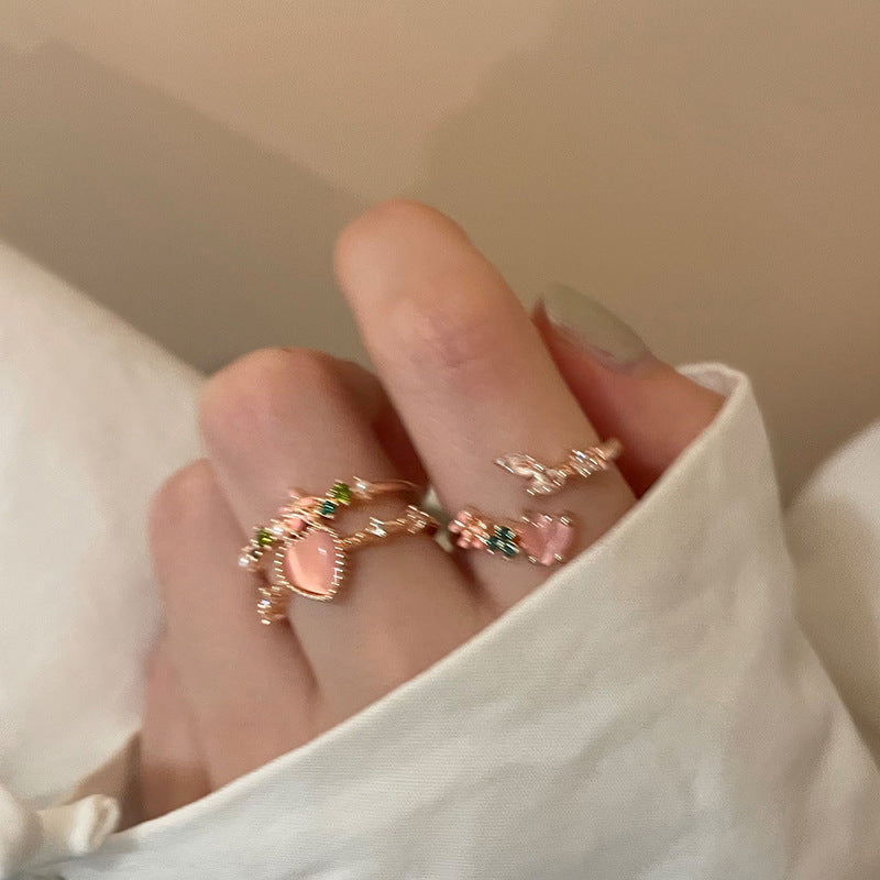 Double Heart Zircon Split Ring