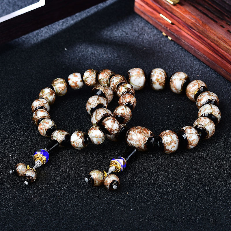 Incense Grey Glazed Beads Bracelet