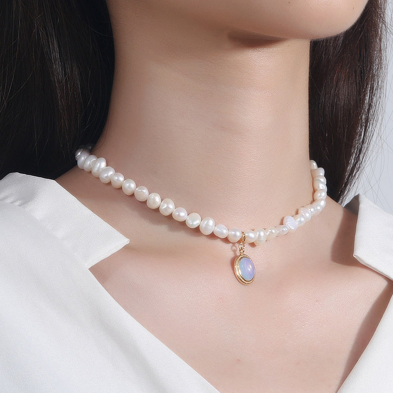 Freshwater Pearl & Moonstone Necklace