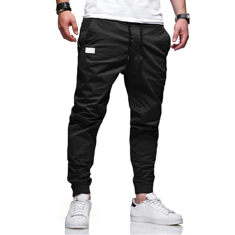 Solid Color Drawstring Casual Pants