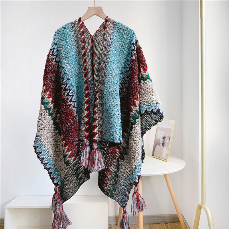 Ethnic Style Knitted Shawl