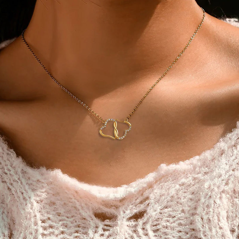 Double Heart Diamond Clavicle Chain