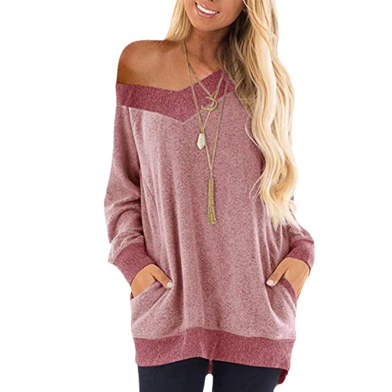 V Neck Contrast Pocket Sweatshirt