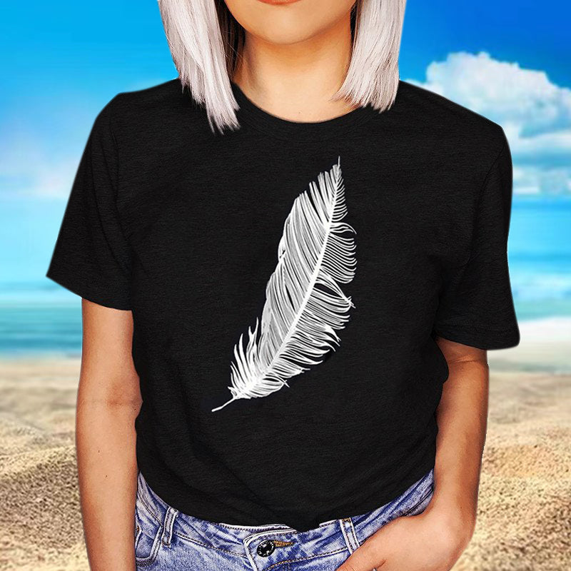 Feather Print Short Sleeve T-Shirt