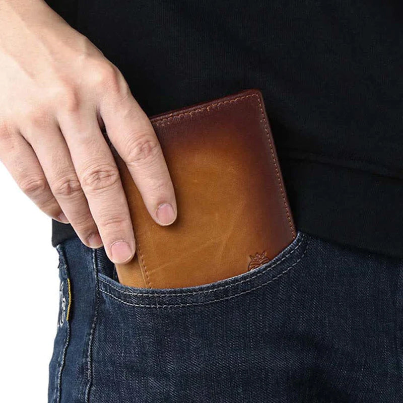 Men's Leather Bifold Wallet with Anti-theft RFID Blocking