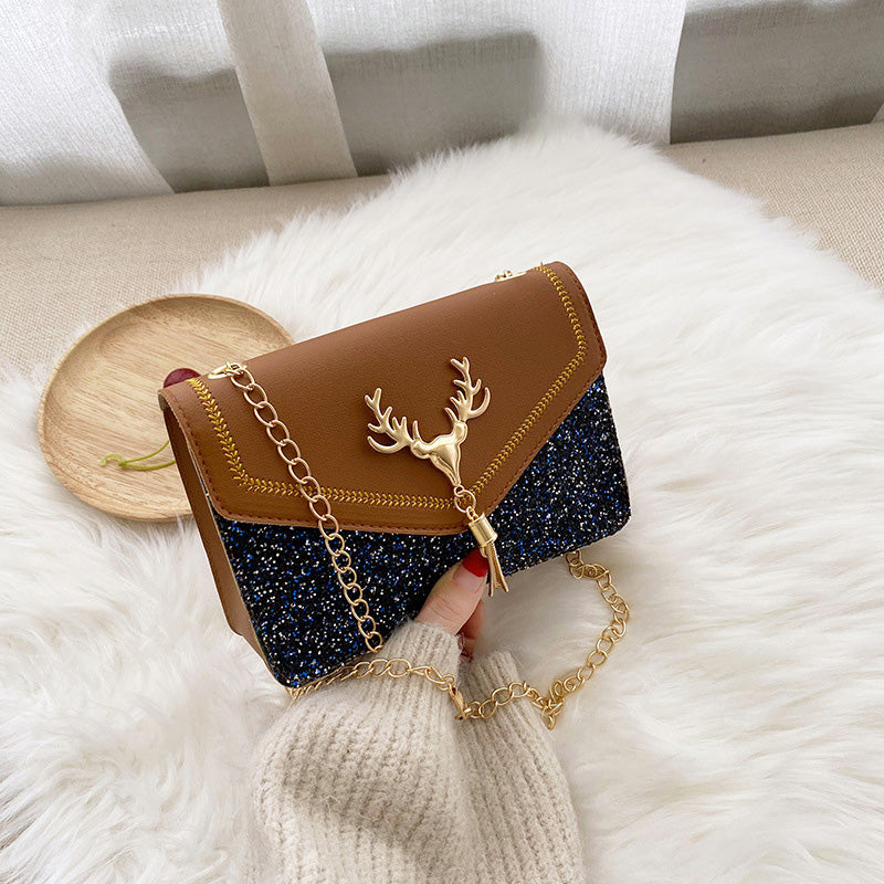 Shoulder Bag with Sequins and Antlers