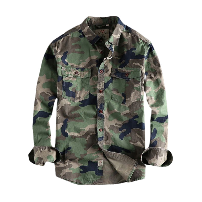 Men's Long Sleeve Camouflage Print Work Shirt