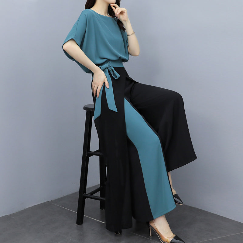 Chiffon Wide Leg Pants 2 Piece Set