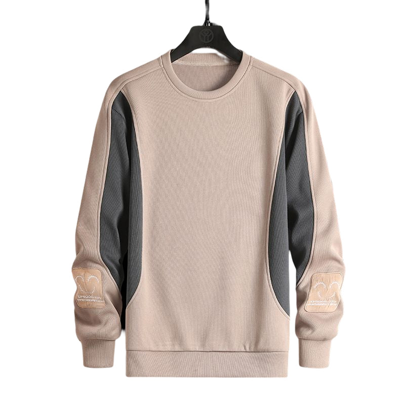 Thread Embroidery Colorblock Pullover Sweatshirt