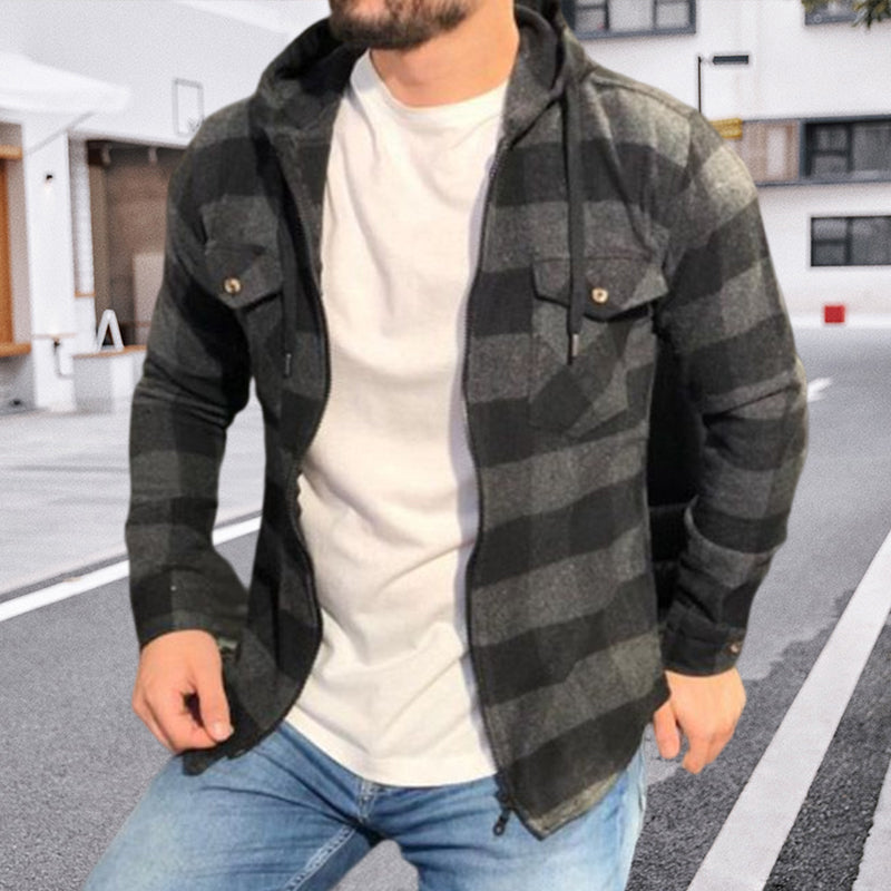 Men's Zip Plaid Shirt