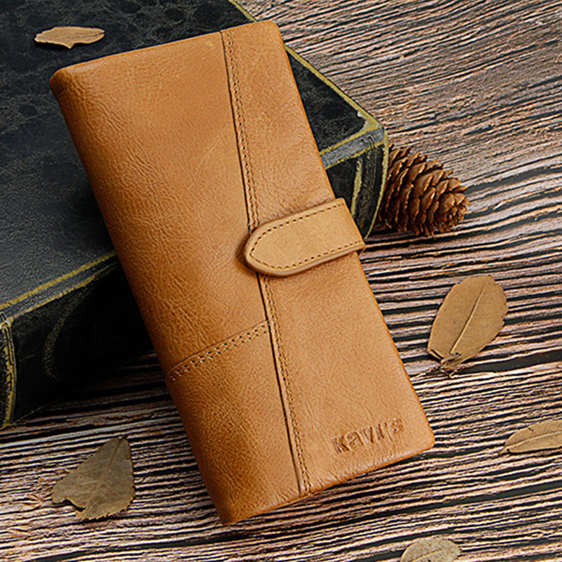 RFID Large Capacity Vintage Genuine Leather Purse