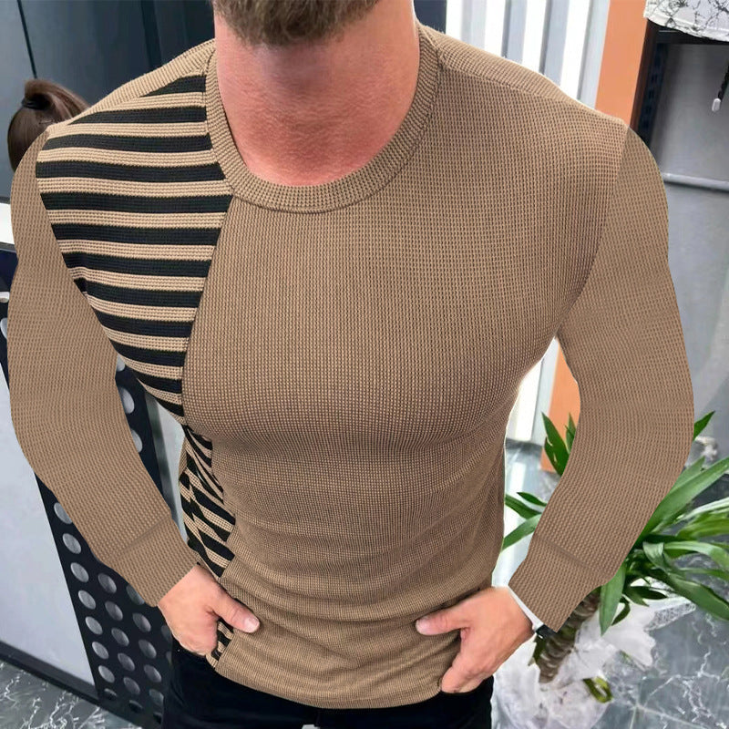 Panelled Striped Slim-fit T-shirt