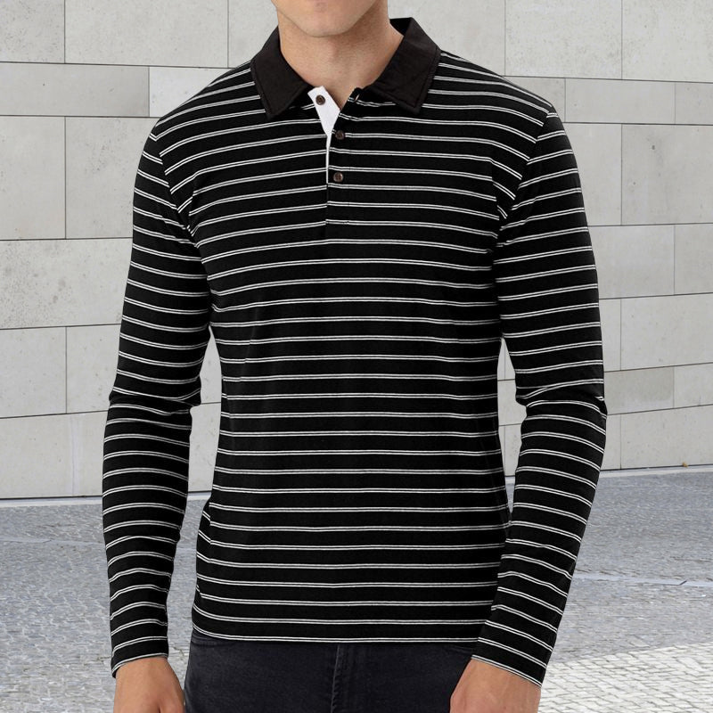 Striped Long Sleeve Polo Shirt