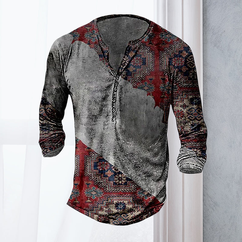 Long Sleeve Vintage Print T-Shirt