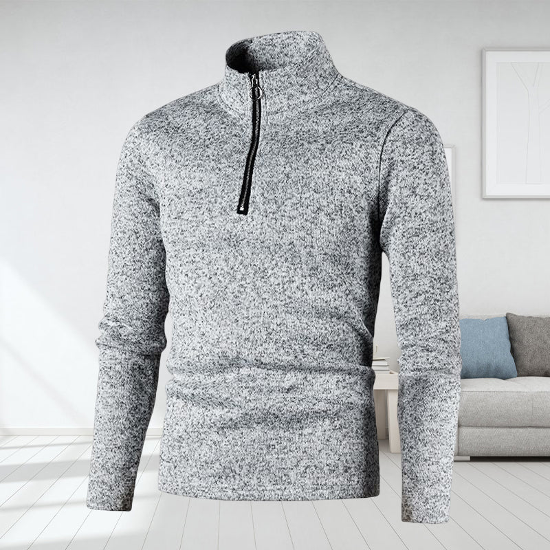 Men's Placket Zip Design Solid Color Turtleneck Jacket