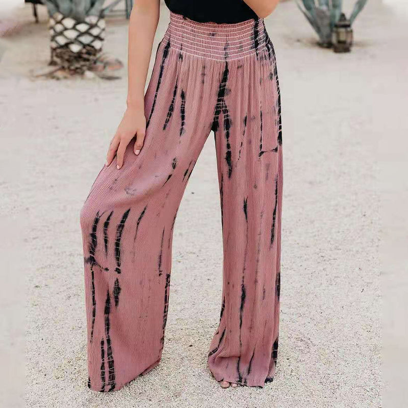 Elasticated High Waist Pocket Wide Leg Pants