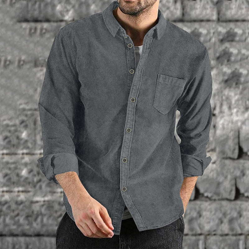 Men's Long Sleeve Casual Vintage Pocket Shirt