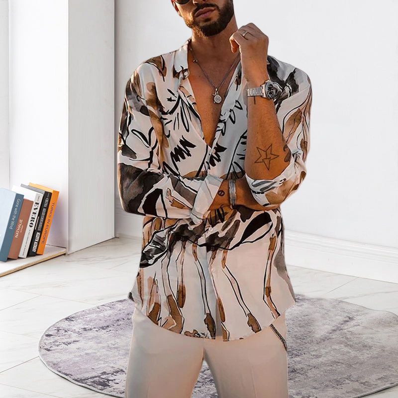 Business Print Long Sleeve Shirt